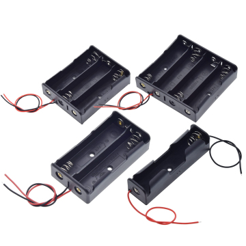 Black AA/18650 Battery Holder Box Case with Wire Lead - 3.7V/1.5V Clip