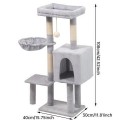 Luxury Corrugated Cardboard & Wooden Cat Climbing Frame Indoor Cat Tree Multi-Level Climbing Condo with Replaceable Pad