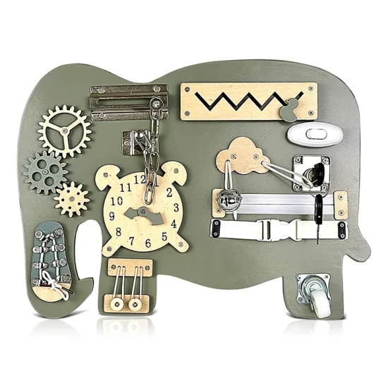 Montessori Elephant-Shaped Wooden Busy Board: A Sensory Toy for Kids' Learning and Development