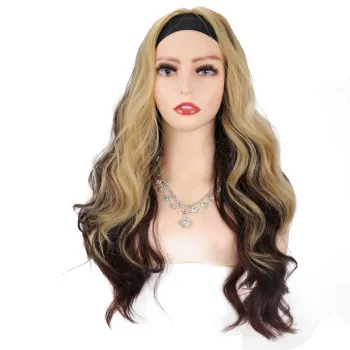 Hot sale  Adjustable headband mixed color Long body wave synthetic headband Non lace wigs Synthetic hair wigs for black women