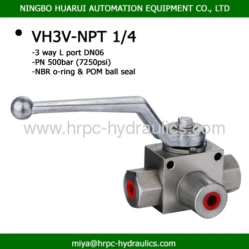 Hydraulic Threaded Ball Valve High Pressure Three-way Ball Valve Wog7250 