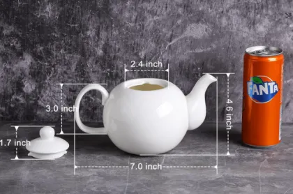 White Porcelain Tea Pot with Upgraded Strainer for Loose Leaf Tea