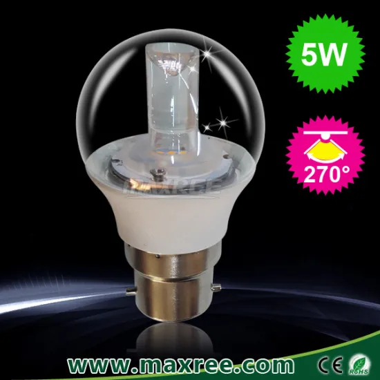 B22 led bulbs, Hot selling 270 degree Clear Cover 5W b22 led bulbs