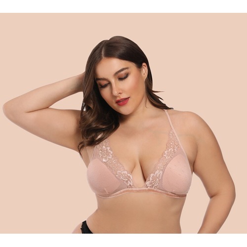 Brassière sexy amovible en dentelle florale rembourrée 3XL