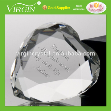 Wholesale clear transparent crystal glass heart diamond shape paperweight for wedding favors gifts