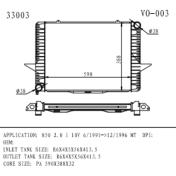 Radiateur pour la série Volvo 850 S70`2.4