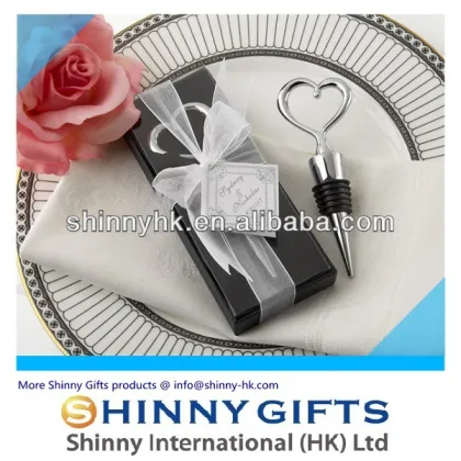 wedding table gift for guests Heart Chrome Bottle Stopper