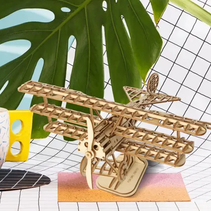 Robotime 3D DIY Airplane Puzzle Game Wooden Model Building Kits Popular Educational Toys Hobbies Gifts for Children TG301