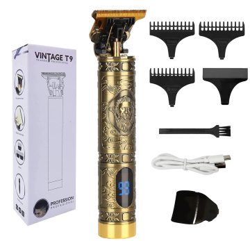 Professional Men's Hair Trimmer: Vintage T9 T-Blade Barber Tool with Outline Edgers
