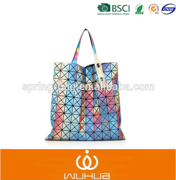2016 Fashion Shopping Bags New Material Chequered Tote bag PVC Waterproof Handbag