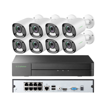 6MP Infrared Night Vision IP Bullet Outdoor Camera with 8 Channel POE NVR and Smart AI