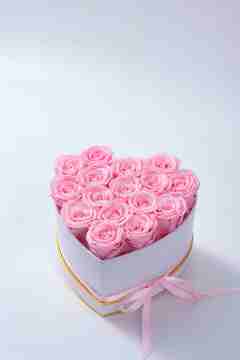 Heart Gift Box of 16 Pink Preserve Roses