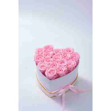Coffret Coeur de 16 Roses Préservées Roses