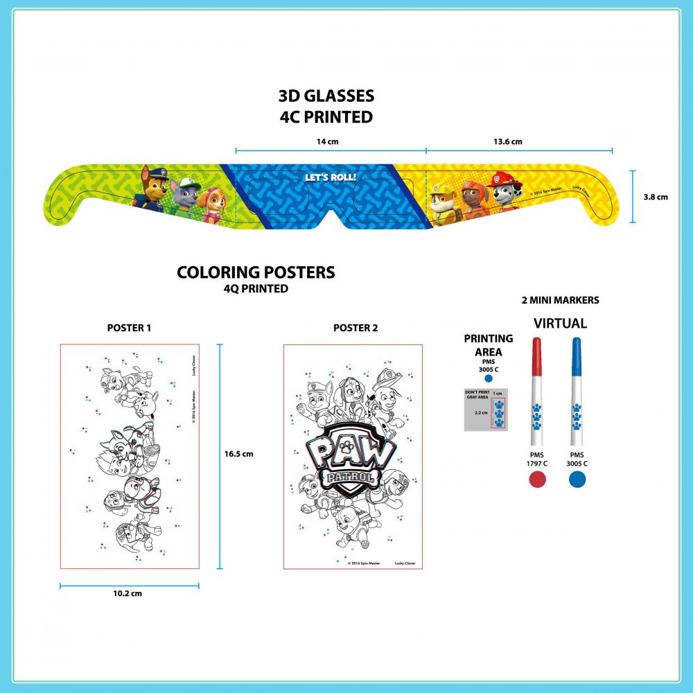 Paw Patrol Opp Bag Packing 3d Glasses Colouring Set 2