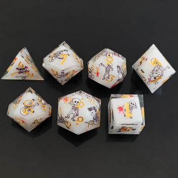LM Blood Spot Skull Special Double-Core Resin Dice for Dungeons and Dragons