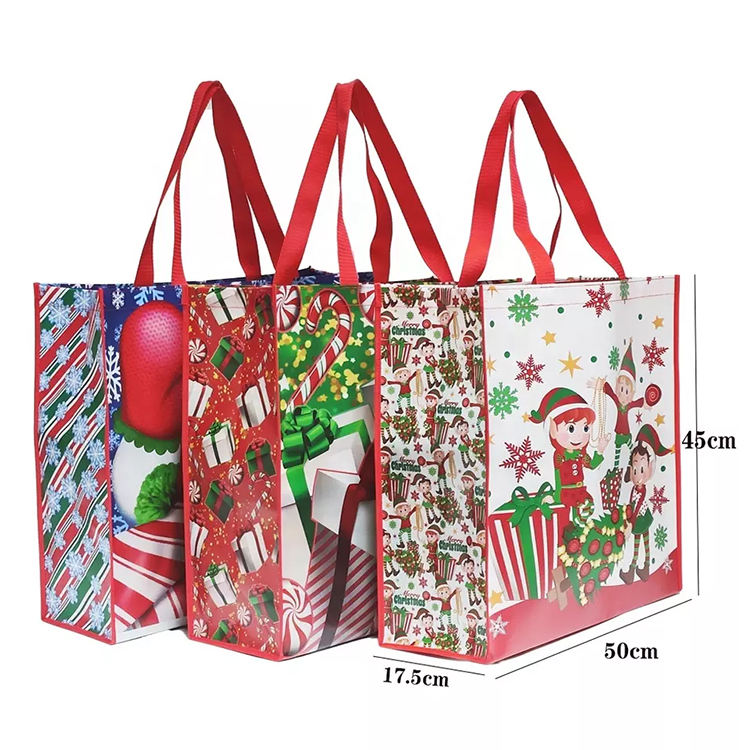 Impresión de compras no tejidas Bolsas de regalo de tela de Navidad