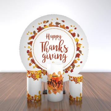 003 Festival Happy Thanksgiving leaf Round Stand Backdrop