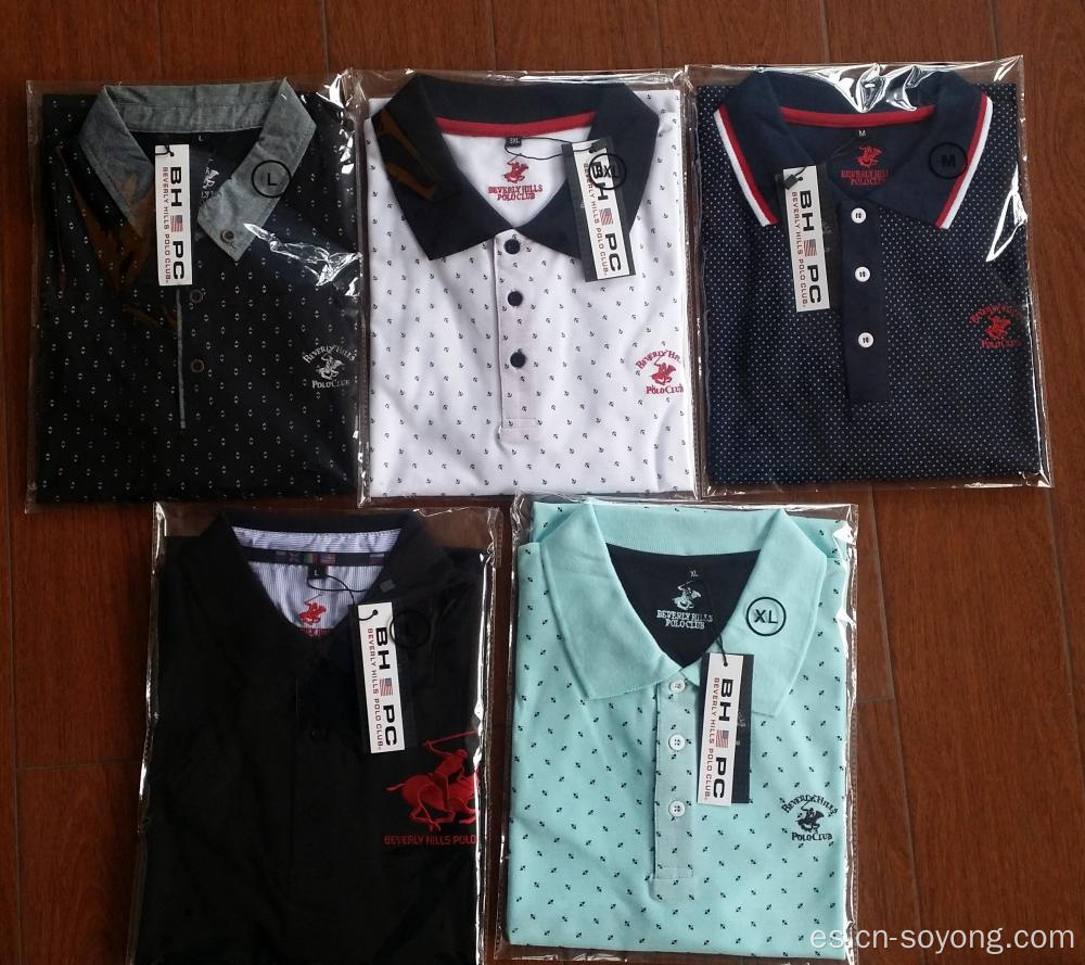 Polo de piqué de manga corta con estampado de puntos T / C para hombre