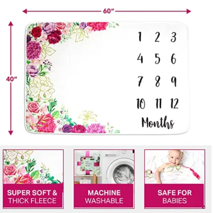 Hot Sale Printing Fleece milestone baby blanket Swaddle Milestone Blanket Photography Props