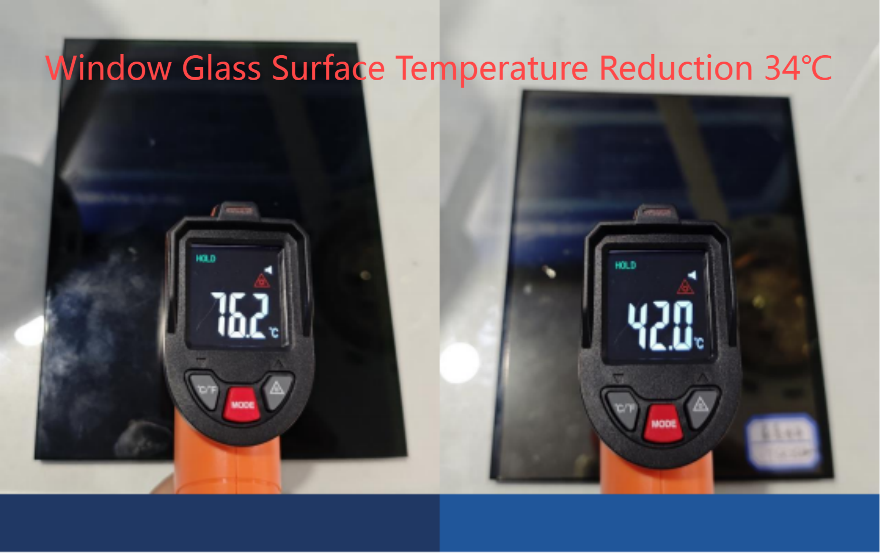 The temperature of automobile sunroof film was decreased by 34 °C