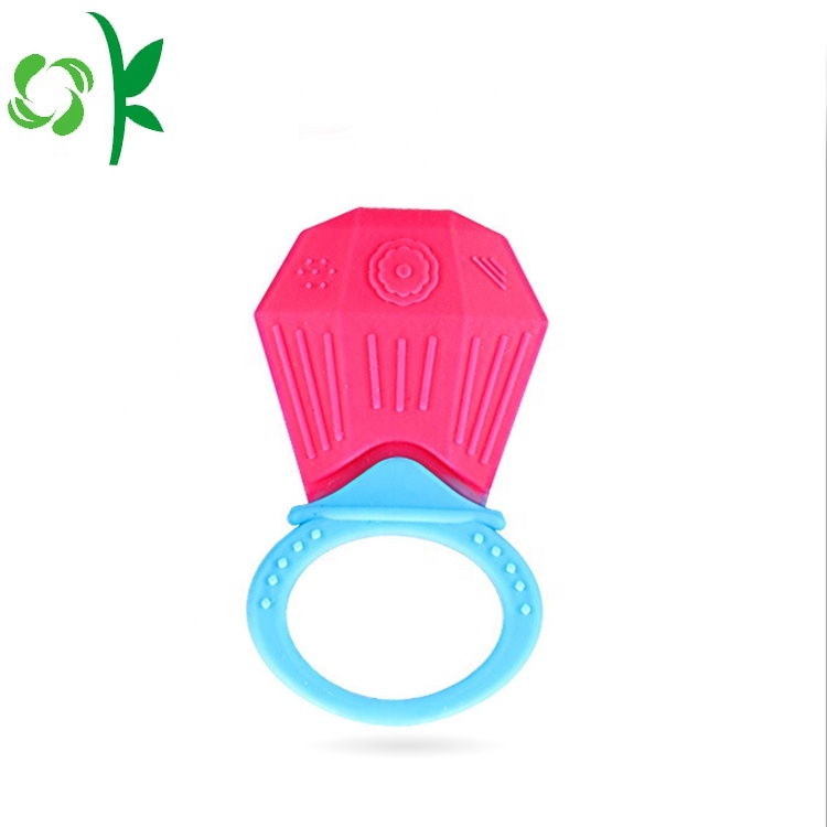 Cute Cartoon Diamond Shape Silicone Baby Teether Rings