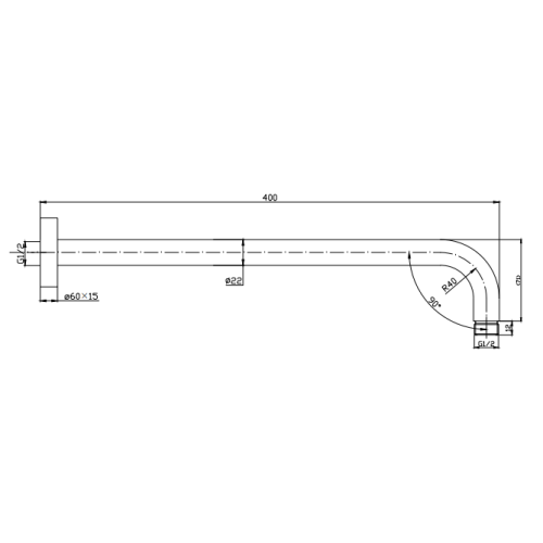 Bras / Tube de Douche en Laiton Ronde Or Rose Brossé