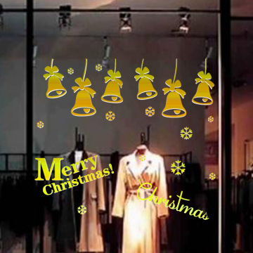 Merry Christmas Jingle Bell Wall Sticker Golden Wall Decal for Home Decor Red Black White