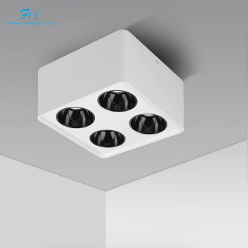 Four Heads Surface-Mounted Tricolor LED Downlight with Free Disassembly