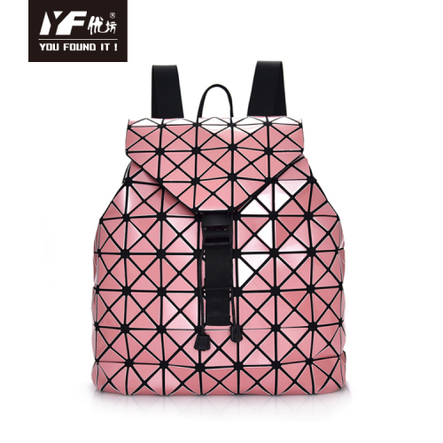 Tas ransel laptop geometris fashion ransel kulit untuk wanita