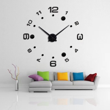 Large 3D DIY Wall Clock Sticker Kit - Mirror Frameless Home Decor