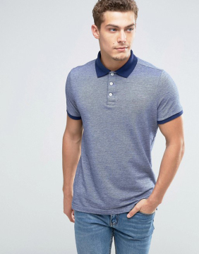 Summer Short Sleeve Button Placket Blue Men's 100% Cotton Breathable Pique 180g Lightweight Slim Fit Casual Polo T-Shirt
