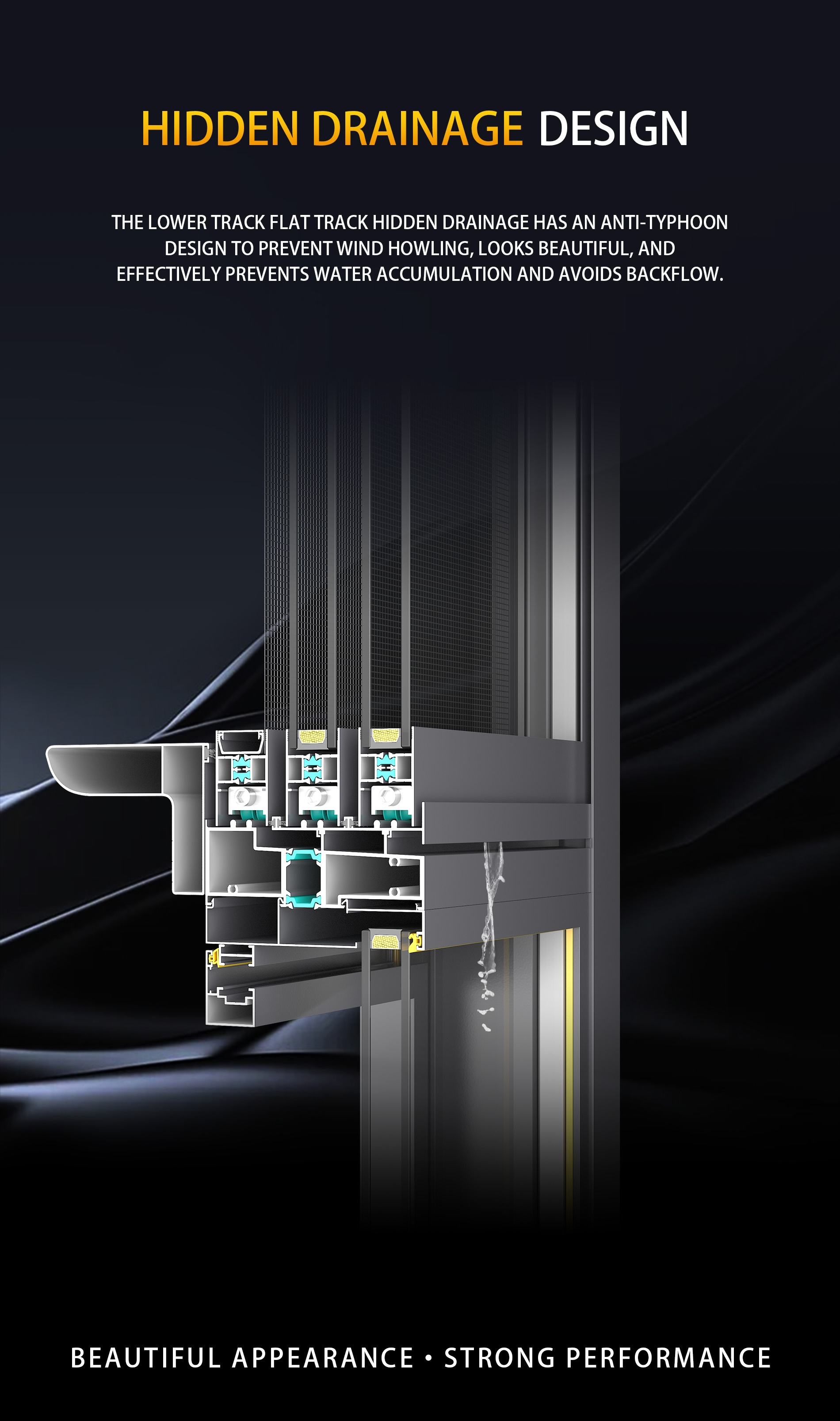 sliding window-Hidden drainage design