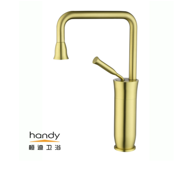 Golden Brushed Basin Faucet Brass Ceramic Cartridge