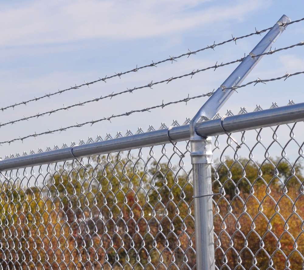 Security Chain Link Fence with Top Barbed Wire