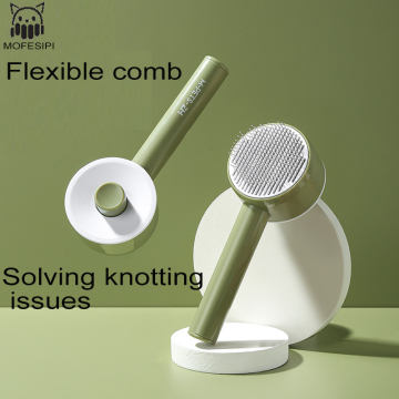 MOFESIPI Pet Grooming Slicker Comb: Self-Cleaning Hair Tangle Remover for Cats and Dogs