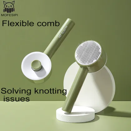 MOFESIPI Pet Grooming Slicker Comb: Self-Cleaning Hair Tangle Remover for Cats and Dogs