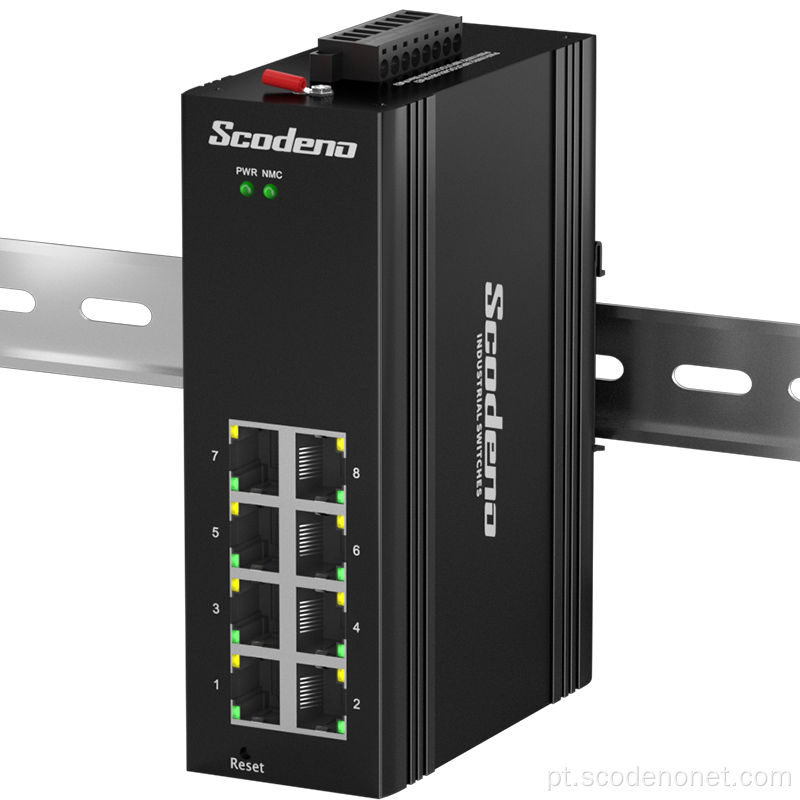 Industrial 8-porta 10/10/1000Mbps L2 Gerenciado DIN-RAIL IP40 Padrão IEEE802.3AF/AS POE Ethernet Switch