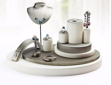 elegant pu leather cover wooden jewelry display set window jewelry display jewels counter display stands customize