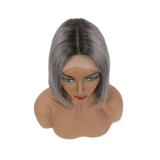 1b/Gray HD Lace Bob Wig Cuticle Aligned Unprocessed Peruvian Virgin Hair Short 8 Inch Bob Transparent Swiss Lace Frontal Wig