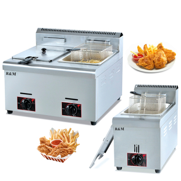 Professional Double Tank 6-Litre Propane Gas Fryer for Fish and Chips, LPG Burner, Home and Outdoor Use