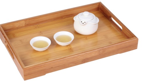 Chinese Tranditional Rectangle Bamboo Tea Tray with Handle