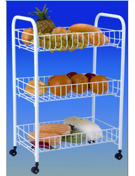 Three-layer stainless steel fruit and vegetable basket cart