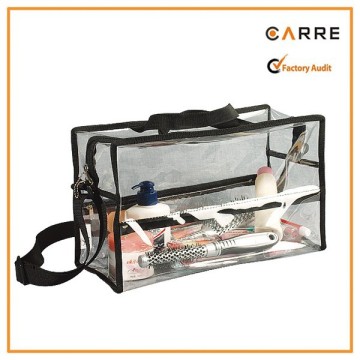 Large makeup artist shoulder clear PVC transparent cosmetic bag