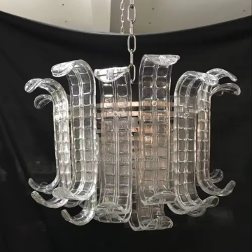 Modern Handmade Glass Leaf Chandelier Clear