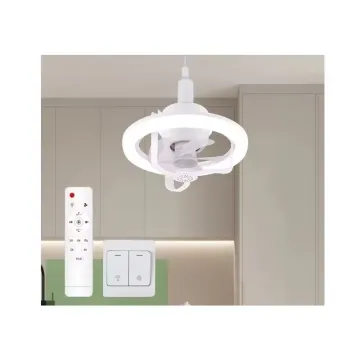 RGB Mini E27 Three Color Changeable 50W LED Fan Light with 360 Rotation and Ceiling Fan Integration