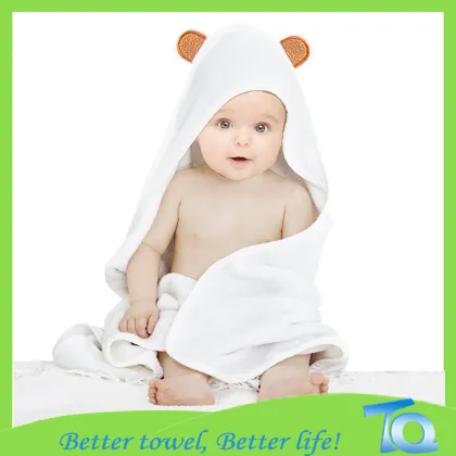 Bamboo Fiber Baby Hooded Towel With Embroideried