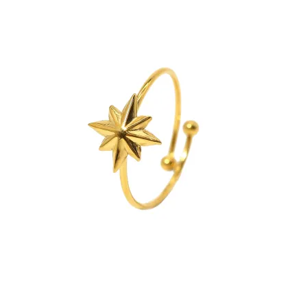 Titanium Steel Real Gold Ring Open Star Ring