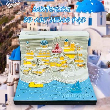 Aegean Sea Santorini Landscape Romantic 3D Memo Pads