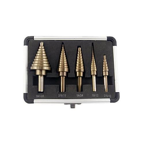 5pcs hss cone bit set dalam kes aluminium