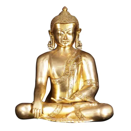 Antique metal life-size Buddha thai bronze statues